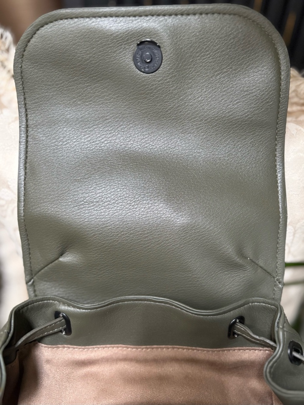 Olive Green Drawstring Backpack - Picture 9 of 9